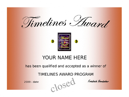 Timelines Awardprogrm is closed